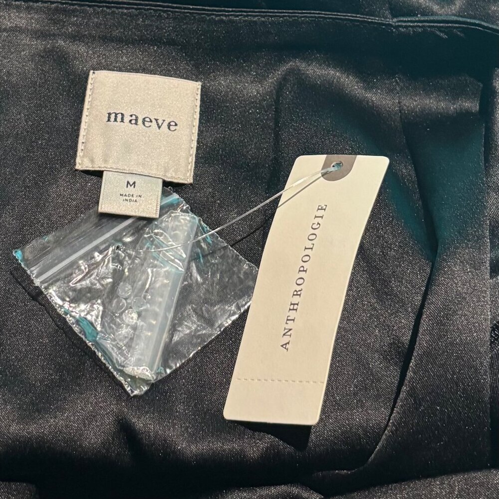 Maeve Anthropologie Crystal Bow Satin Mini Skirt Black Size M - Picture 4 of 5